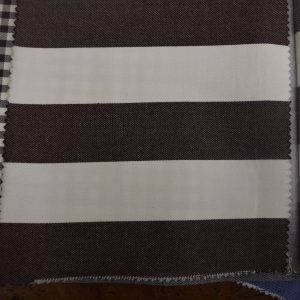 tela raya ancha blanco marron 100 algodon lucio