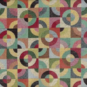 tela geometrica multicolor circulos algodon poliester lucio