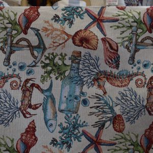 tela abisal estampado maritimo algodon poliester lucio