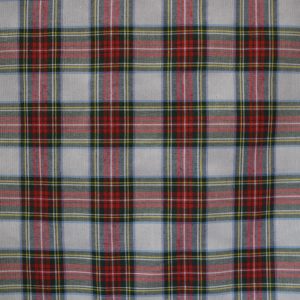 tela cuadros escoces blanco rojo algodon poliester lucio