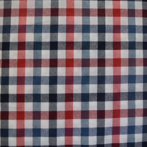 tela cuadros vichy rojo azul algodon poliester lucio