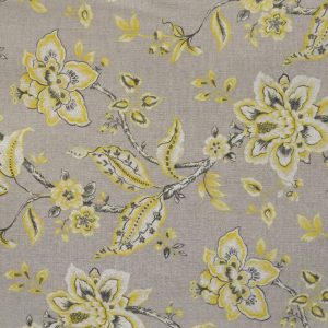 tela estampada flores algodon lino est beige lucio