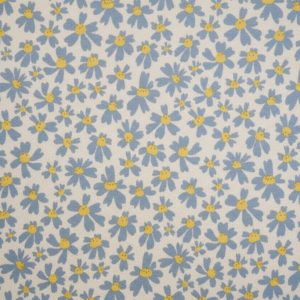 tela estampada margarita azul 100 algodon lucio