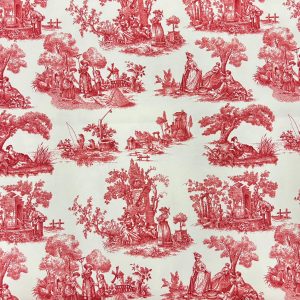 tela estampado tolie de jouy verde rojo lucio