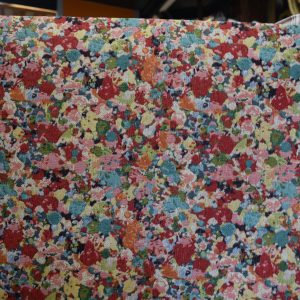 tela geometrica abstracta puntos multicolor algodon poliester lucio