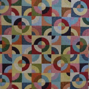 tela geometrica circulos multicolor algodon poliester lucio