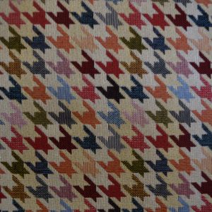 tela geometrica pata gallo multicolor algodon poliester lucio