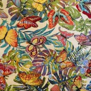 tela multicolor algodon poliester mariposa lucio