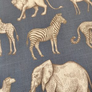 TELA ESTAMPADO ANIMALES CEBRA MARINO