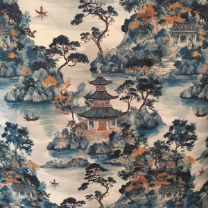 tela estampada turquesa algodon 100 nagasaki lucio