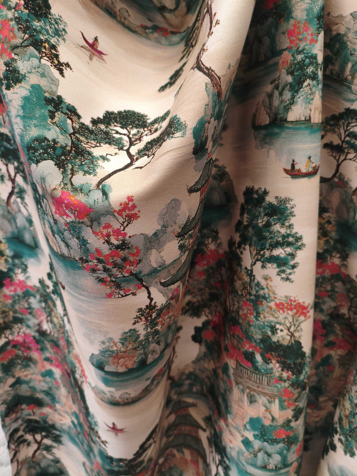 tela estampada verde algodon 100 nagasaki pliegue lucio