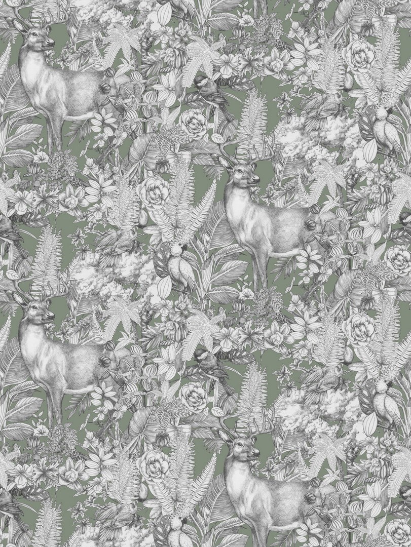 tela estampada algodon 100 verde ciervo lucio