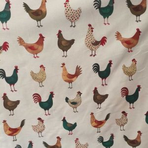 tela estampada gallinas multicolor 100 algodon lucio