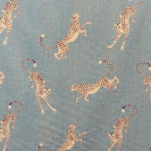 tela estampada guepardo azul 70 viscosa 30 lino planchada lucio
