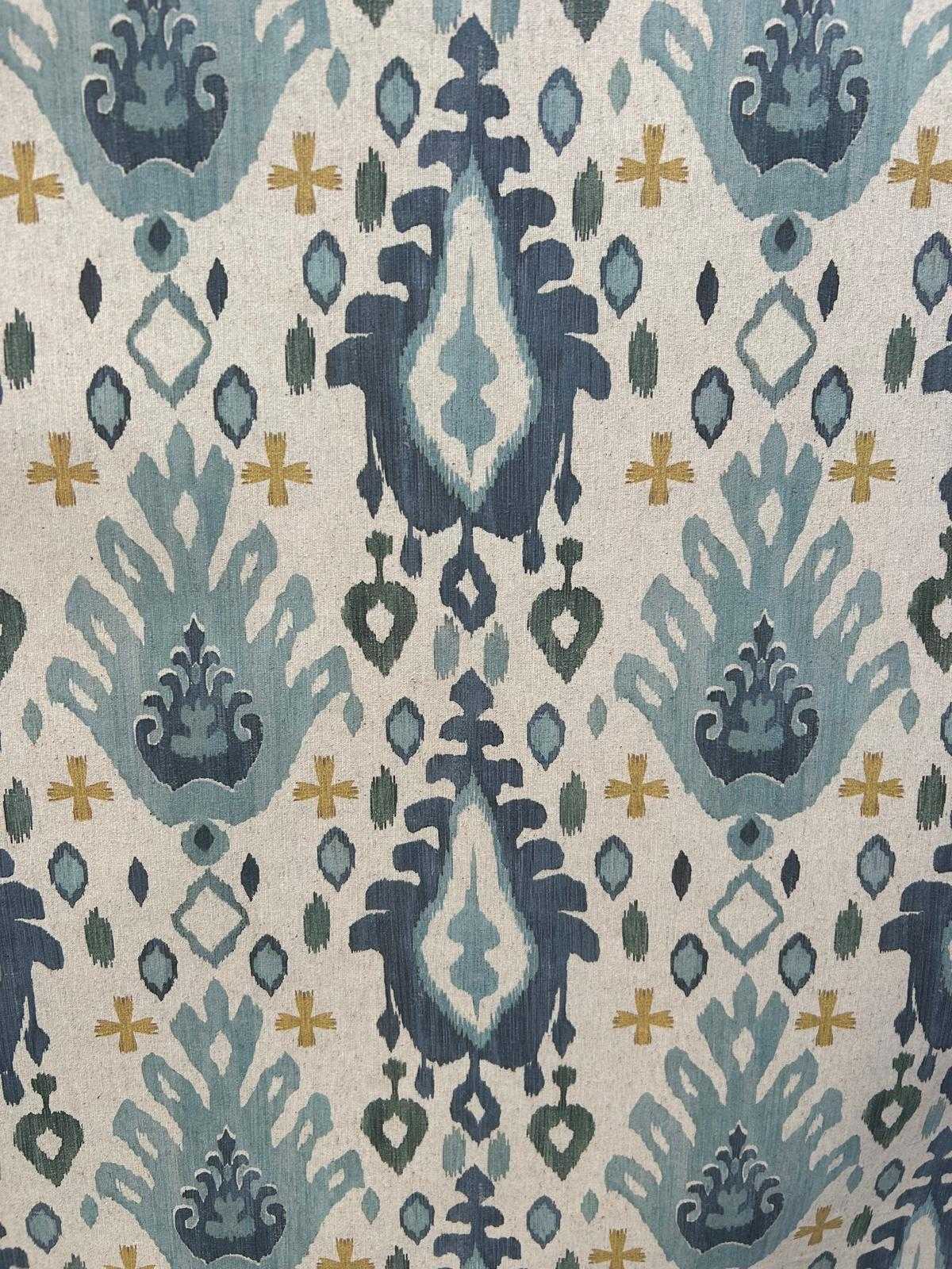tela estampada azul detalle lucio