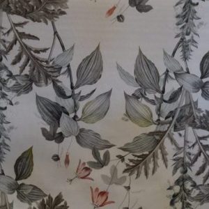 Tela asterace estampado flores gris ancho 280cm